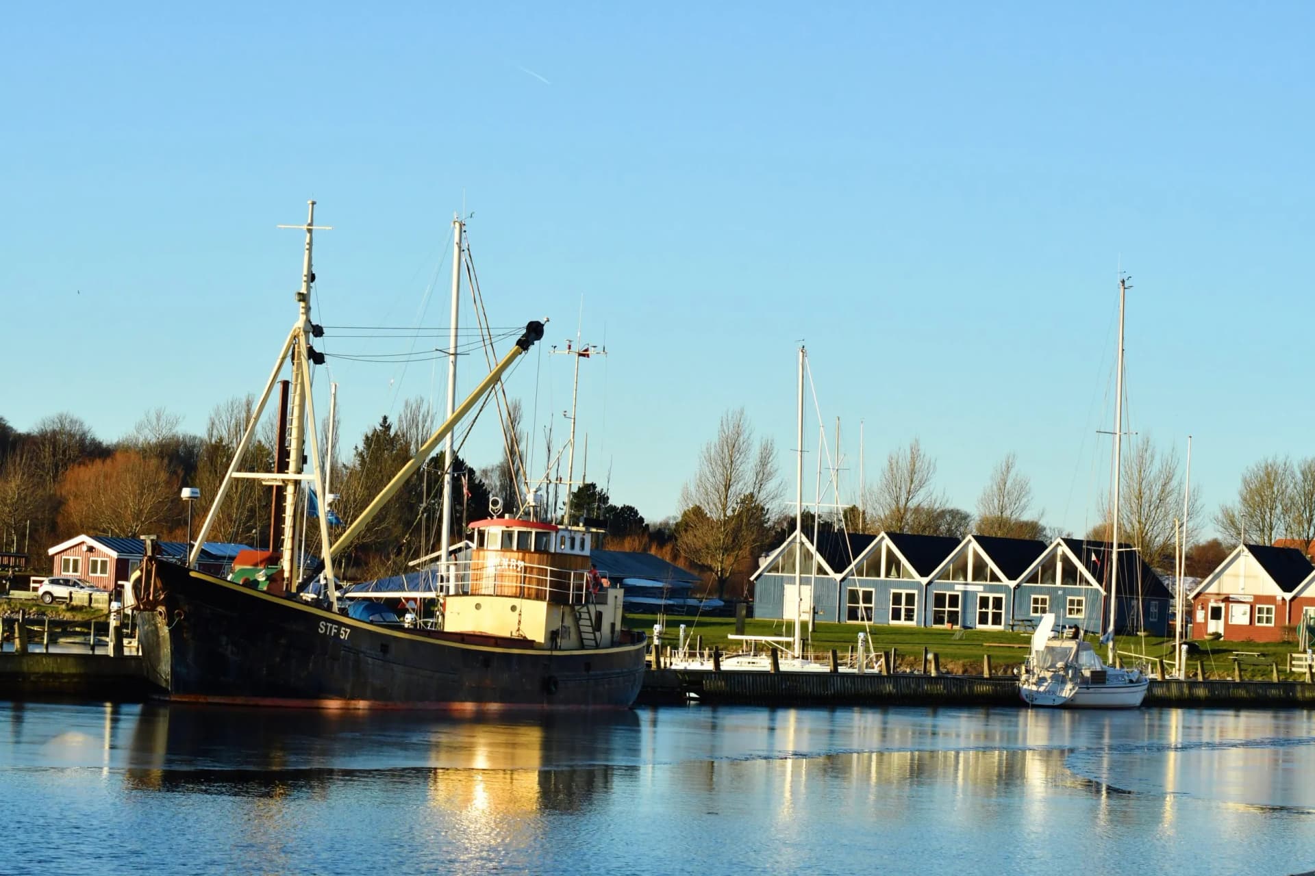 Fishing boat parked in Nykøbing harbor Denmark